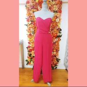 Miss Selfridge Hot Pink Strapless Jumpsuit
